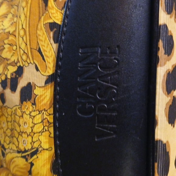 Authentic Gianni Versace Flower Leopard Vanity Hand Bag PVC Leathet - Picture 6 of 16